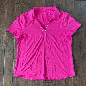 Puma Bright Pink Short Sleeve Zip Polo